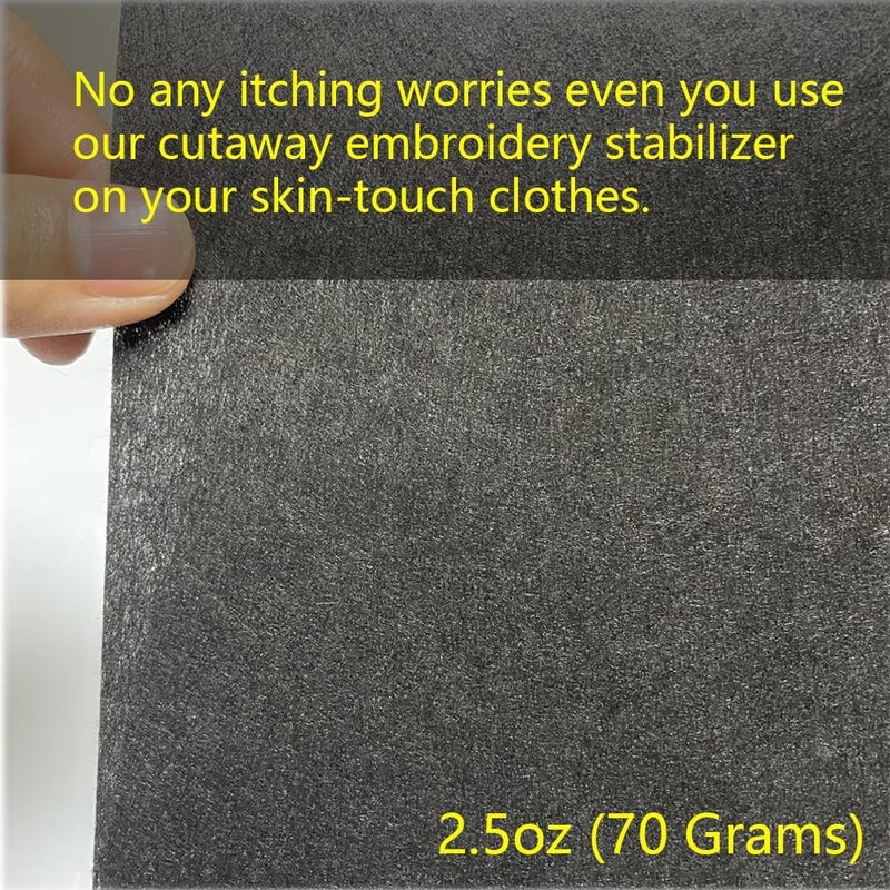 Seneme Black Cut Away Embroidery Stabilizer 8"x8" 100 Precut Sheets, 2.5oz Medium Weight Cut Away Stabilizer for Embroidery Backing for Machine Embroidery and Hand Sewing for 4x4 and 6x6 Hoops - Image 3